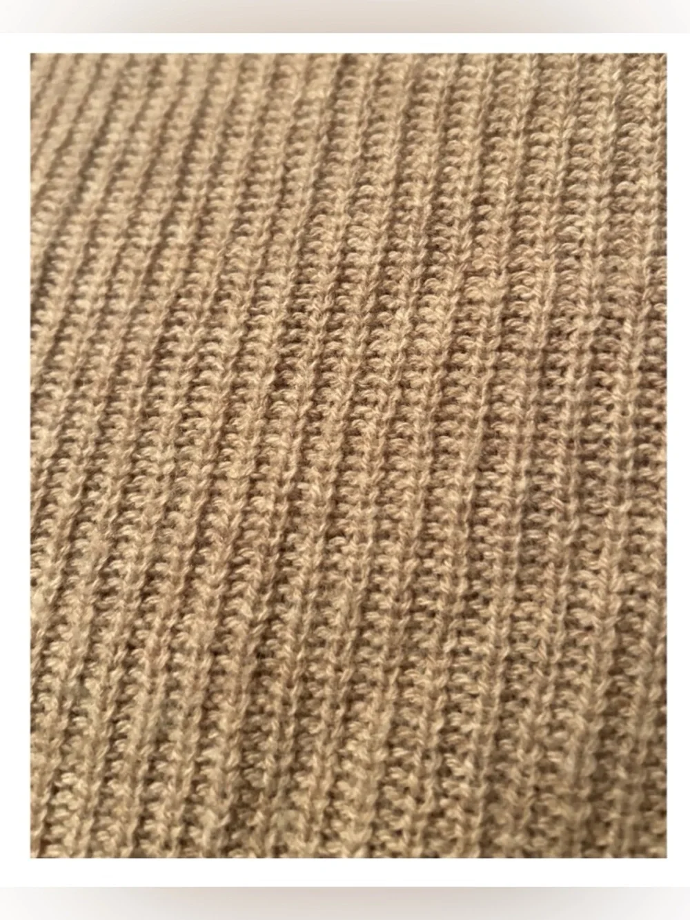 TAHARI Merino Wool Blend Cowl Neck Sweater Sz L Beige Tan Ribbed Cozy Luxe Knit - Picture 11 of 15